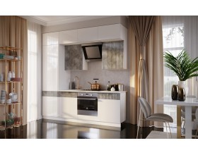 Кухня Оливия 2,4м 490 Белый глянец/Мрамор глянец, Белый, Антарес