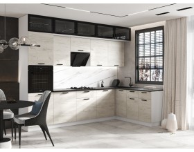 ЛДСП Кухня Рио NEW 3,0х1,8/1080м 490 Компоновка №4 Дуб Крафт Белый, Белый, Кастилло темный