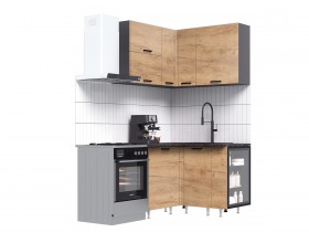 ЛДСП Кухня Рио NEW 1,2х1,2м 490 исп.1 Компоновка №6 Дуб Крафт, Графит, Кастилло темный
