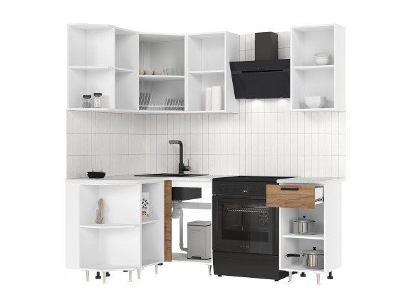 ЛДСП Кухня Рио NEW 2,0х1,3м 490 Дуб Крафт, Белый, Антарес