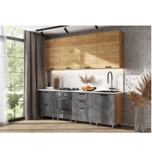 ЛДСП Кухня Рио NEW 2,4/900м 490 Компоновка №2 Дуб Крафт/Бетон темный, Дуб крафт, Антарес
