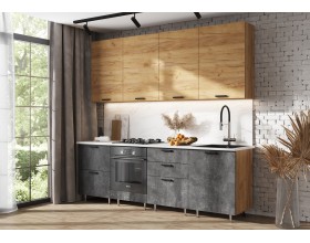 ЛДСП Кухня Рио NEW 2,4/900м 490 Компоновка №2 Дуб Крафт/Бетон темный, Дуб крафт, Антарес