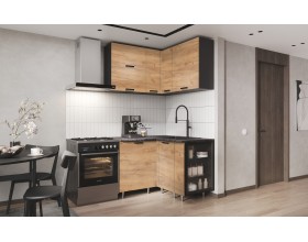ЛДСП Кухня Рио NEW 1,2х1,2м 490 исп.1 Компоновка №6 Дуб Крафт, Графит, Кастилло темный
