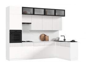 Кухня Оливия 3,0х1,8/1080м 490 Компоновка №1 Шарли Белый, Белый, Антарес