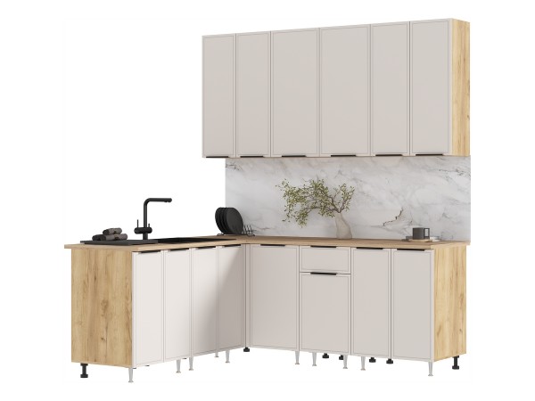 Кухня Николь 1,8х2,0/900м Кашемир, Дуб Крафт, Дуб вотан