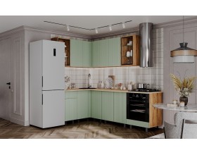 Кухня Оливия 1,4х2,4м Олива софт, Дуб Крафт, Дуб вотан