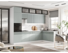 Кухня Оливия 3,0х1,8/1080м 490 Компоновка №1 Шарли Бриз, Белый, Антарес