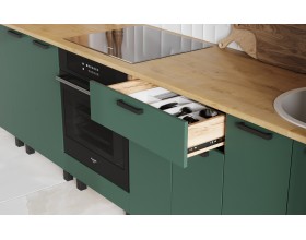 Кухня Техно 3,0/1080м Компоновка №2 Браш Мени Грин, Дуб Крафт, Дуб вотан