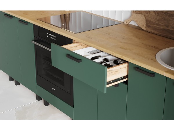Кухня Техно 3,0/1080м Компоновка №2 Браш Мени Грин, Дуб Крафт, Дуб вотан