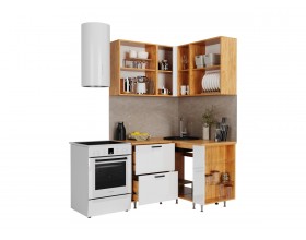 ЛДСП Кухня Рио NEW 1,2х1,2м 490 исп.2 Компоновка №6 Белый глянец, Дуб Крафт, Дуб вотан