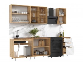 Кухня Ирис 2,0м Компоновка №2 Браш Вайт, Дуб Крафт, Дуб вотан