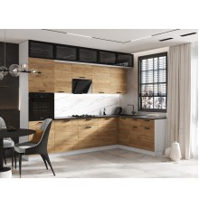 ЛДСП Кухня Рио NEW 3,0х1,8/1080м 490 Компоновка №4 Дуб Крафт, Белый, Кастилло темный