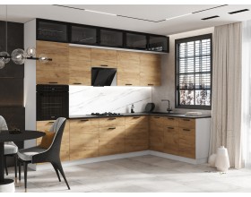 ЛДСП Кухня Рио NEW 3,0х1,8/1080м 490 Компоновка №4 Дуб Крафт, Белый, Кастилло темный