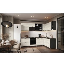 ЛДСП Кухня Рио NEW 2,8х1,6м 490 Компоновка №1 Дуб Крафт Белый, Графит, Кастилло темный