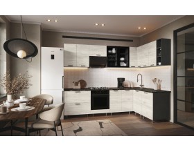 ЛДСП Кухня Рио NEW 2,8х1,6м 490 Компоновка №1 Дуб Крафт Белый, Графит, Кастилло темный