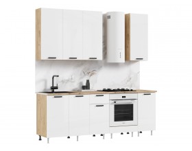 ЛДСП Кухня Рио NEW 2,2/900м 490 Компоновка №2 Белый глянец, Дуб Крафт, Дуб вотан