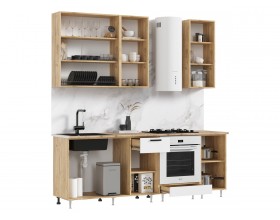 ЛДСП Кухня Рио NEW 2,2/900м 490 Компоновка №2 Белый глянец, Дуб Крафт, Дуб вотан