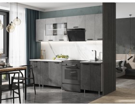 ЛДСП Кухня Рио NEW 2,4м 490 Бетон светлый/Бетон темный, Белый, Антарес