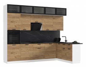 ЛДСП Кухня Рио NEW 3,0х1,8/1080м 490 Компоновка №4 Дуб Крафт, Белый, Кастилло темный