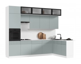 Кухня Оливия 3,0х1,8/1080м 490 Компоновка №1 Шарли Бриз, Белый, Антарес