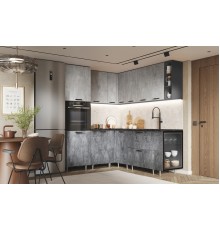 ЛДСП Кухня Рио NEW 1,8х2,0м 490 исп.2 Компоновка №6 Бетон светлый/Бетон темный, Графит, Кастилло темный