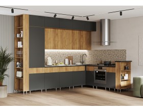 Кухня Техно-5 3,2*2,24м Дуб Крафт/Графит софт, Дуб Крафт, Кастилло темный