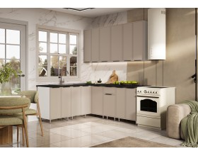 Кухня Николь 1,8х2,0/900м Холст латте, Белый, Кастилло темный