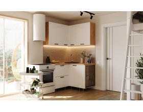 ЛДСП Кухня Рио NEW 1,2х1,2м 490 исп.2 Компоновка №6 Белый глянец, Дуб Крафт, Дуб вотан