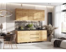 Кухня Челси 2,0м Компоновка №2 Дуб Крафт, Дуб Крафт, Кастилло темный