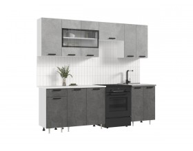 ЛДСП Кухня Рио NEW 2,4м 490 Бетон светлый/Бетон темный, Белый, Антарес