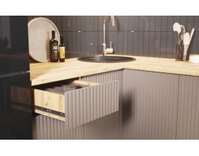 Кухня Оливия 1,4х2,4м Холст латте, Дуб Крафт, Дуб вотан