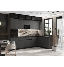Кухня Техно-6 3,0х1,8м Графит софт, Графит