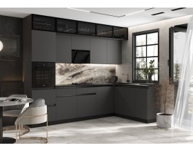 Кухня Техно-6 3,0х1,8м Графит софт, Графит