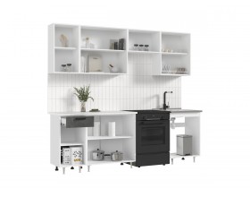 ЛДСП Кухня Рио NEW 2,4м 490 Бетон светлый/Бетон темный, Белый, Антарес