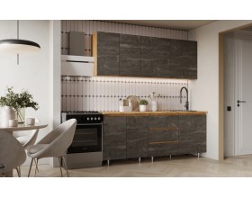Кухня Челси 2,0м Компоновка №2 Железный камень, Дуб Крафт, Дуб вотан