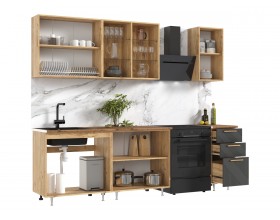 Кухня Ирис 2,0м Компоновка №2 Браш Графит, Дуб Крафт, Дуб вотан