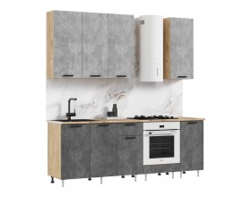 ЛДСП Кухня Рио NEW 2,2/900м 490 Компоновка №2 Бетон светлый/Бетон темный, Дуб Крафт, Дуб вотан