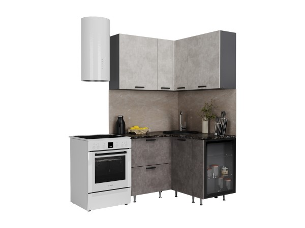 ЛДСП Кухня Рио NEW 1,2х1,2м 490 исп.2 Компоновка №6 Бетон светлый/ Бетон темный, Графит, Кастилло темный