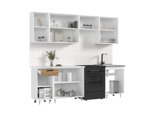 ЛДСП Кухня Рио NEW 2,4м 490 Дуб Крафт, Белый, Антарес