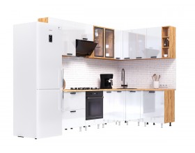 ЛДСП Кухня Рио NEW 2,8х1,6м 490 Компоновка №1 Белый глянец, Дуб Крафт, Дуб вотан
