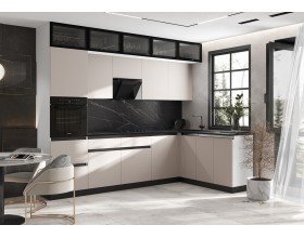 Кухня Техно-6 3,0х1,8м Кашемир, Белый, Кастилло темный