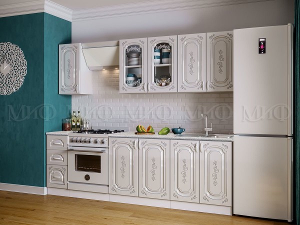 Кухня Лиза-2 2,0м Белый глянец, Белый, Антарес
