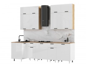 ЛДСП Кухня Рио NEW 1,0х2,6/1080м 490 Компоновка №3 Белый глянец, Дуб Крафт, Дуб вотан