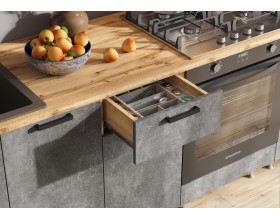 ЛДСП Кухня Рио NEW 2,2/900м 490 Компоновка №2 Бетон светлый/Бетон темный, Дуб Крафт, Дуб вотан