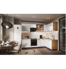 ЛДСП Кухня Рио NEW 2,8х1,6м 490 Компоновка №1 Белый глянец, Дуб Крафт, Дуб вотан