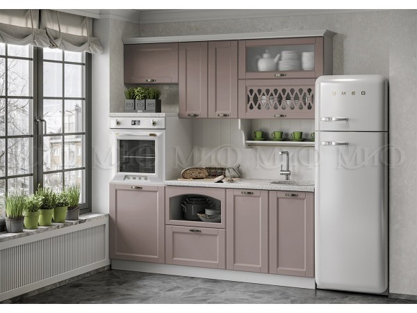 Кухня Милано 2,0м Компоновка №3 Шарли Pink, Белый, Антарес