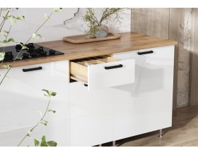 ЛДСП Кухня Рио NEW 1,0х2,6/1080м 490 Компоновка №3 Белый глянец, Дуб Крафт, Дуб вотан