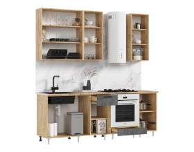 ЛДСП Кухня Рио NEW 2,2/900м 490 Компоновка №2 Бетон светлый/Бетон темный, Дуб Крафт, Дуб вотан
