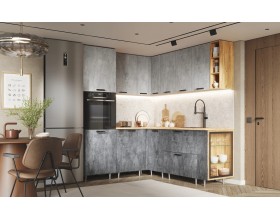 ЛДСП Кухня Рио NEW 1,8х2,0м 490 исп.2 Компоновка №6 Бетон светлый/Бетон темный, Дуб Крафт, Дуб вотан