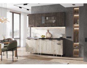 ЛДСП Кухня Рио NEW 2,0м 490 Железный камень/Дуб Крафт серый, Графит, Кастилло темный